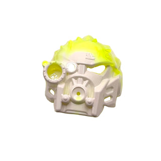 Bionicle Mask of Ice (Unity) with Marbled Trans-Neon Green Pattern, Part# 24150pb03 Part LEGO® White