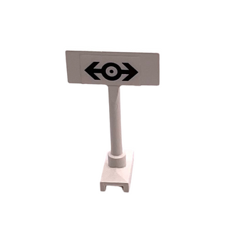 Road Sign Rectangle, Round Pole with Black Train Logo Pattern (Sticker), Part# x53pb01 Part LEGO® White Very Good