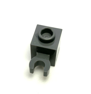 Brick, Modified 1x1 with Open U Clip (Vertical Grip) - Hollow Stud, Part# 60475b Part LEGO® Dark Bluish Gray