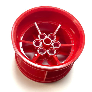Wheel 56mm D. x 34mm Technic Racing Medium, 6 Pin Holes, Part# 15038 Part LEGO® Red
