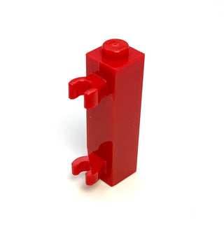 Brick, Modified 1x1x3 with 2 Clips (Vertical Grip), Part# 60583a Part LEGO® Red