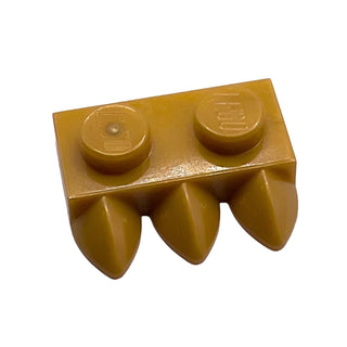 Plate, Modified 1x2 with 3 Teeth, Part# 15208 Part LEGO® Pearl Gold
