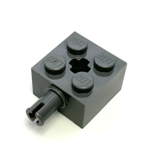 Brick, Modified 2x2 with Pin and Axle Hole, Part# 6232 Part LEGO® Dark Bluish Gray  