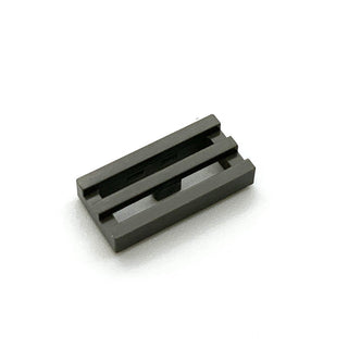 Tile Modified, 1x2 Grille with Bottom Groove/Lip, Part# 2412b Part LEGO® Dark Gray  