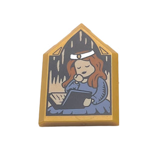 Harry Potter Portrait with Sleeping Witch Pattern, (Tile, Modified 2x3 Pentagonal), Part# 22385pb339 Part LEGO® Pearl Gold