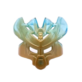 Bionicle Mask Protector with Marbled Trans-Light Blue Pattern (Protector Mask of Ice), Part# 19149pb03 Part LEGO® Pearl Gold