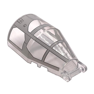 Windscreen 6x4x2 Round with Bar Handle with Light Bluish Ahsoka Tano's T-6 Jedi Shuttle Cockpit Pattern, Part# 92279pb015 Part LEGO® Trans-Clear Very Good