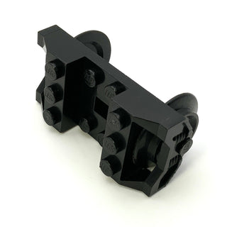 Train Wheel RC, Holder with Black Train Wheels and Chrome Silver Metal Axle with Slots, Part# 2878c01 Part LEGO® Black