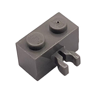 Brick, Modified 1x2 with Split U Clip Thick (Vertical Grip), Part# 30237a Part LEGO® Dark Gray