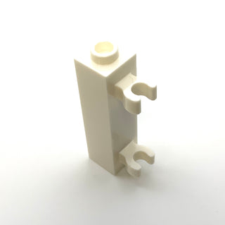 Brick, Modified 1x1x3 with 2 Clips (Vertical Grip) - Hollow Stud, Part# 60583b Part LEGO® White