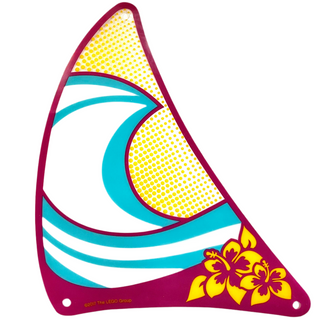 Plastic Triangle 23 x 26 Sail with Magenta Border, White and Medium Azure Wavy Stripes and Yellow Flowers and Dots Pattern, Part# 32845 Part LEGO® Very Good