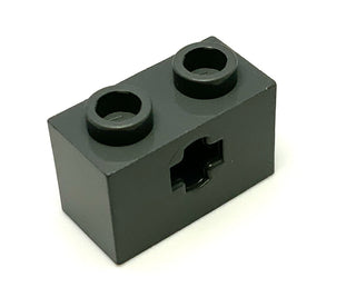 Technic, Brick 1x2 with Axle Hole (+ Shape) and Inside Side Supports, Part# 32064c Part LEGO® Dark Bluish Gray  