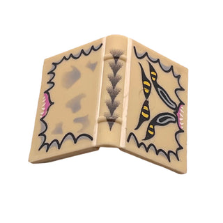 HP The Monster Book of Monsters Minifigure, Utensil Book 2x3 with 4 Yellow Eyes, Long Nostrils, Dark Pink Gums, White Sharp Teeth, and Light Bluish Gray Splotches Pattern, Part# 33009pb002 Part LEGO® Tan Very Good
