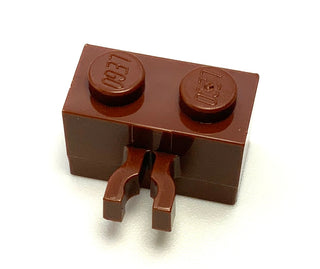 Brick, Modified 1x2 with Split U Clip Thick (Vertical Grip), Part# 30237a Part LEGO® Reddish Brown