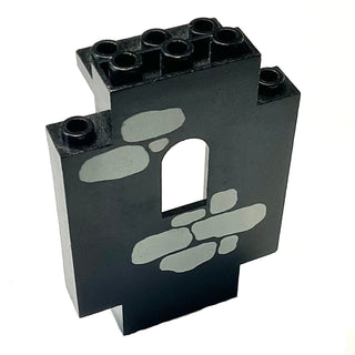 Panel 2x5x6 Wall with Window, Part #4444 Part LEGO® Black with Light Gray Stones Pattern Very Good