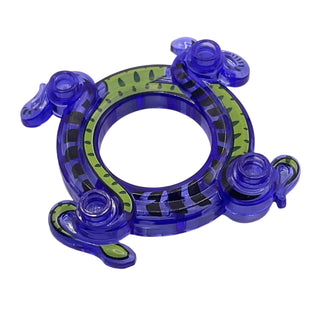 Ninjago Spinner Crown Ring 4x4 with 2x2 Hole and 2 Intertwined Snakes with Lime Pattern, Part# 98344pb01 Part LEGO® Trans-Purple Very Good