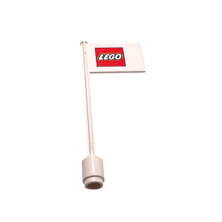 Flag on Flagpole, Straight with Small LEGO® Logo Pattern, Part# 3596pb03 Part LEGO® White Very Good