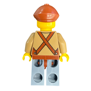 Lodge Owner - Male, Dark Tan Shirt with Reddish Brown Apron, Sand Blue Legs, Reddish Brown Flat Cap, Moustache, Glasses, hol328 Minifigure LEGO®