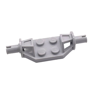 Plate, Modified 2x2 with Wheels Holder Wide - Technic Pins, Part# 47720 Part LEGO® Light Bluish Gray