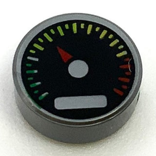 Tile Round 1x1 with Black Gauge with Red Pointer and Green, Yellow, and Red Tick Mark Pattern, Part# 98138pb010 Part LEGO®