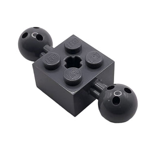 Technic, Brick Modified 2x2 with 2 Ball Joints and Axle Hole, Part# 17114 Part LEGO® Dark Bluish Gray