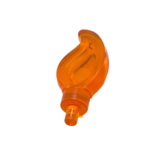 Wave Rounded Straight Single with Small Pin End (Candle Flame), Part# 37775 Part LEGO® Trans-Orange