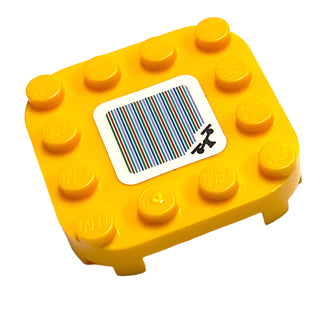 Plate, Modified 4 x 4 with Rounded Corners and 4 Feet with Super Mario Scanner Code Seesaw Pattern (Sticker), Part# 66792pb006 Part LEGO® Bright Light Orange