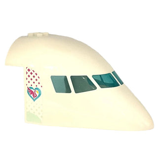 Aircraft Fuselage Forward Top Curved 8x12x6 with 6 Window Panes with Molded Trans-Light Blue Glass and Friends Stickers, Part# 67241pb03 Part LEGO® Very Good