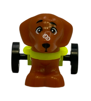 Pickle, Dachshund with White Bubbles on Nose and Neon Yellow Wheelchair Harness LEGO® Animals LEGO®