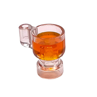 Minifigure, Utensil Stein / Cup with Molded Trans-Orange Drink Pattern, Part# 68495pb01 Part LEGO® Trans-Clear