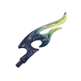 Wave Rounded Curved Double with Axle End (Flame) with Marbled Yellowish Green Pattern, Part# 18396pb02 Part LEGO® Dark Blue