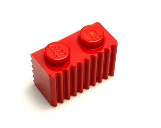 Brick, Modified 1x2 with Grille/Fluted Profile, Part# 2877 Part LEGO® Red