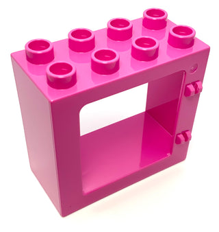 Duplo Door/Window 2x4x3 Flat Front Surface, Completely Open Back, Part# 61649 Part LEGO® Dark Pink  