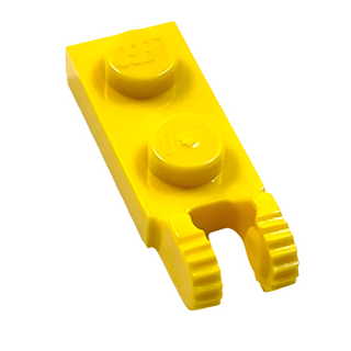 Hinge Plate 1 x 2 Locking with 2 Fingers on End, Part# 44302 Part LEGO® Yellow