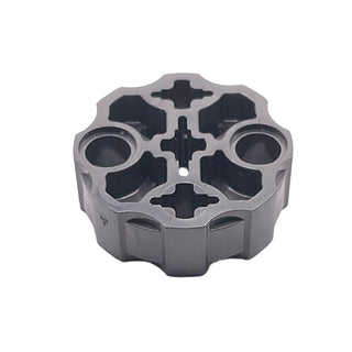 Technic Axle Connector Block Round with 2 Pin Holes and 3 Axle Holes (Hero Factory Weapon Barrel), Part# 98585 Part LEGO® Pearl Dark Gray