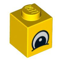 Brick 1x1 with Eye Squinting Black and White Plain Pattern, Part# 3005pb012 Part LEGO® Yellow  