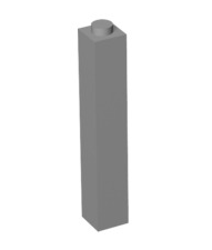 Brick 1x1x5 (Solid Stud), Part# 2453b Part LEGO® Light Bluish Gray