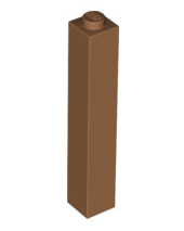 Brick 1x1x5 (Solid Stud), Part# 2453b Part LEGO® Medium Nougat