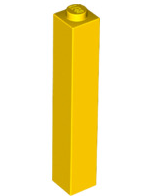 Brick 1x1x5 (Solid Stud), Part# 2453b Part LEGO® Yellow