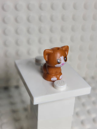 Kitten, sitting w/ White Muzzle, 69902pb01 LEGO® Animals LEGO® Dark Orange