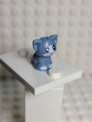 Kitten, sitting w/ White Muzzle, 69902pb01 LEGO® Animals LEGO® Sand Blue