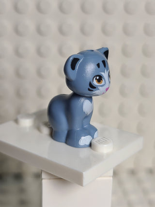 Cat, Sitting, Sand blue w/ Black & White Patches Pattern (Chico) LEGO® Animals LEGO®