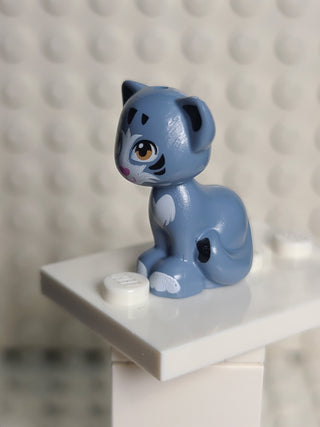 Cat, Sitting, Sand blue w/ Black & White Patches Pattern (Chico) LEGO® Animals LEGO®