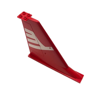 Tail 14x2x8 with White Airline Bird Pattern on Both Sides, Part# 54094pb01 Part LEGO® Decent - Red