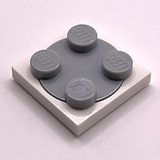 Turntable 2 x 2 Plate with Light Bluish Gray Top (3680 + 3679), Part# 3680c02 Part LEGO® White