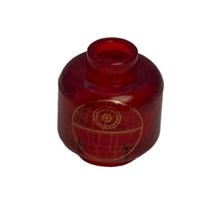 Minifigure, Head without Face with Gold Death Star Pattern, Part# 3626bpb0330 Part LEGO® Trans-Red