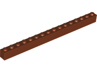 Brick 1x16, Part# 2465 Part LEGO® Reddish Brown 1 Part