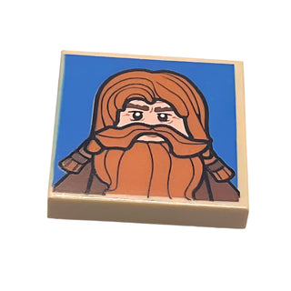 Tile, Modified 2 x 2 Inverted with Red-Haired Dwarf on Blue Background Pattern, Part# 11203pb003 Part LEGO® Tan
