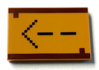 Tile 2x3 with Black Minecraft Arrow and Dark Brown Squares and Lines Pattern, Part# 26603pb007 Part LEGO®
