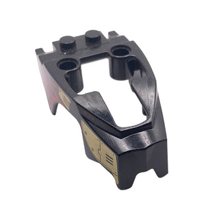 Flywheel Fairing Lion Shape with Gold Armor and Red Flames Pattern, Part# 11110pb06 Part LEGO® Black Very Good